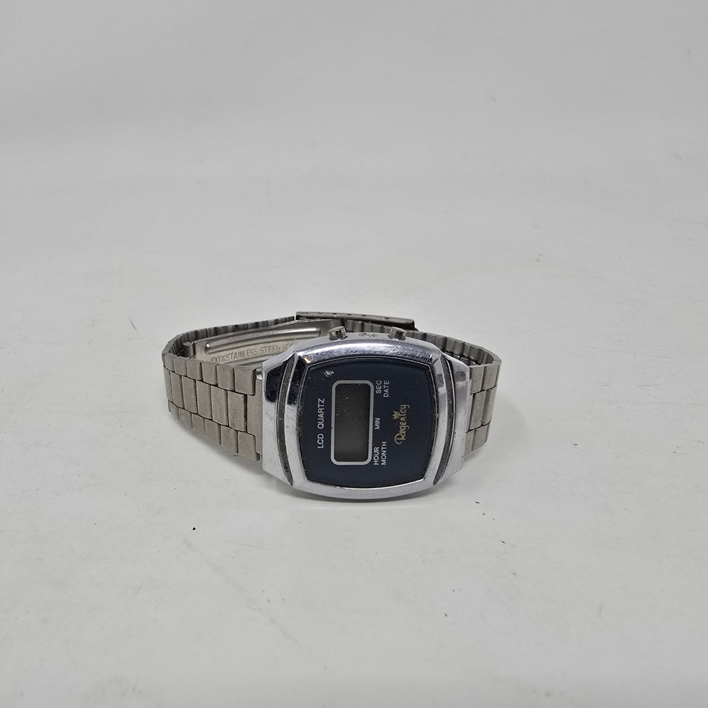 Vintage Regency LCD Quartz Digital Watch Silver Stainless Steel Hong Kong Parts